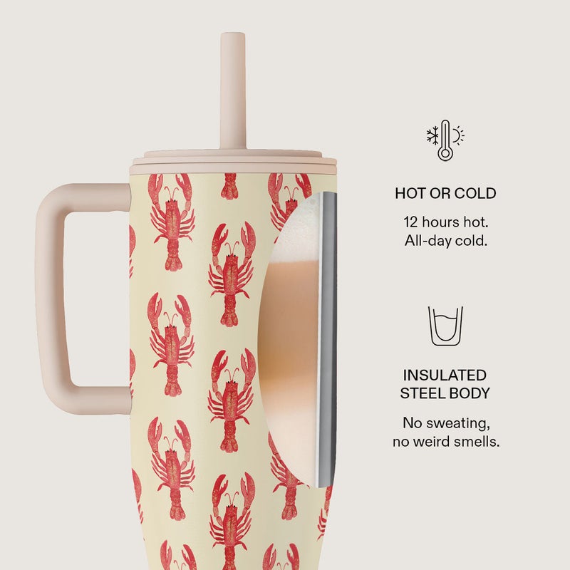 Burga 40oz (1.2L) Insulated Stainless Steel Tumbler with Handle & Leakproof Straw Lid – Double Wall Vacuum Travel Mug, Keeps Drinks Hot up to 12 Hours & Cold All Day, Cup Holder Friendly Reusable Bottle Chef's Kiss - Image 5